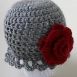 Gray Ruffle cloche with Dee..