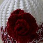 Newborn Hat with Deep Red R..
