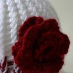 Newborn Hat with Deep Red R..