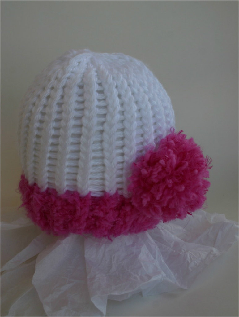 Fuschia (Rosestone) newborn pom pom hat